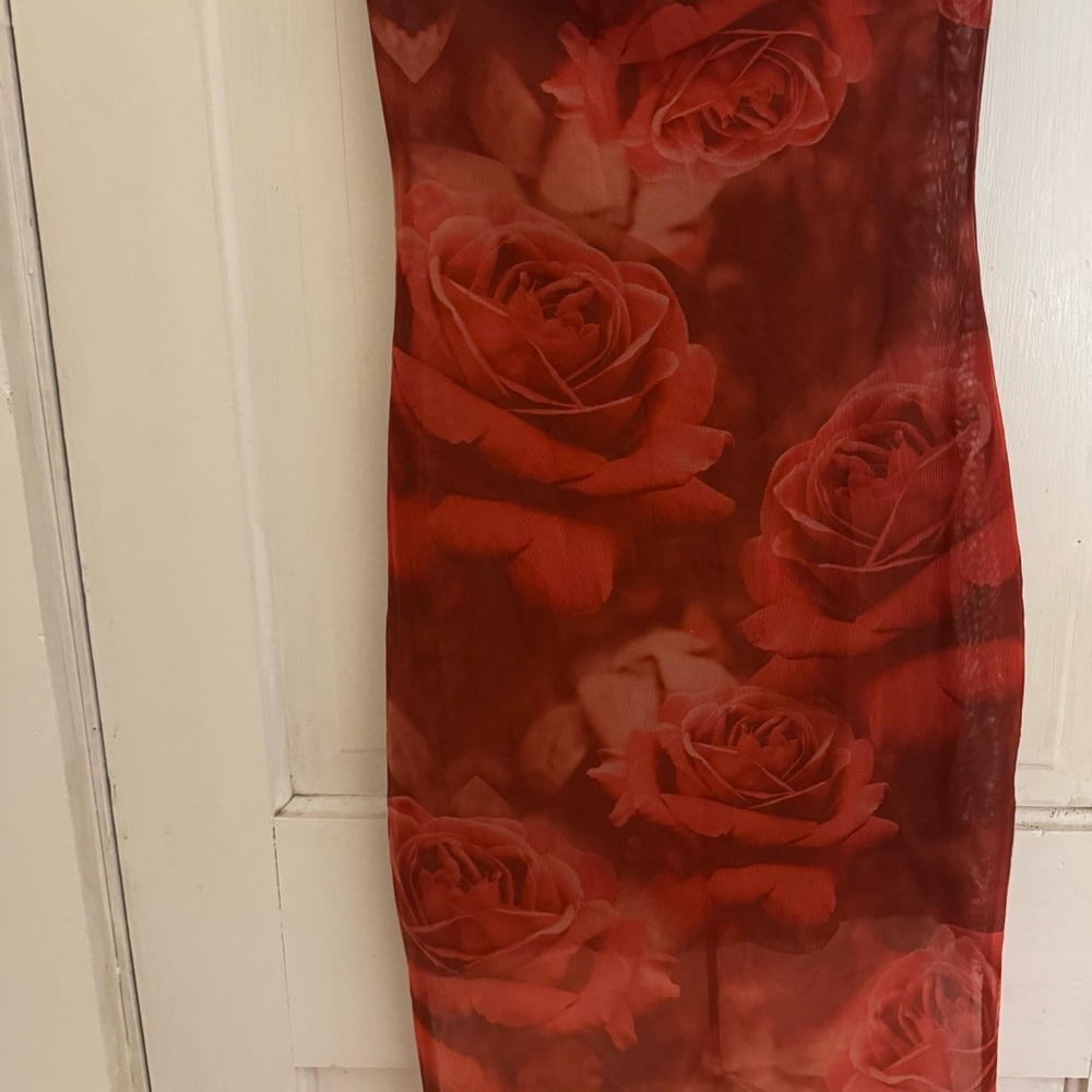 Meshki Aphrodite Red Strapless Midi Dress - Picture 2 of 3